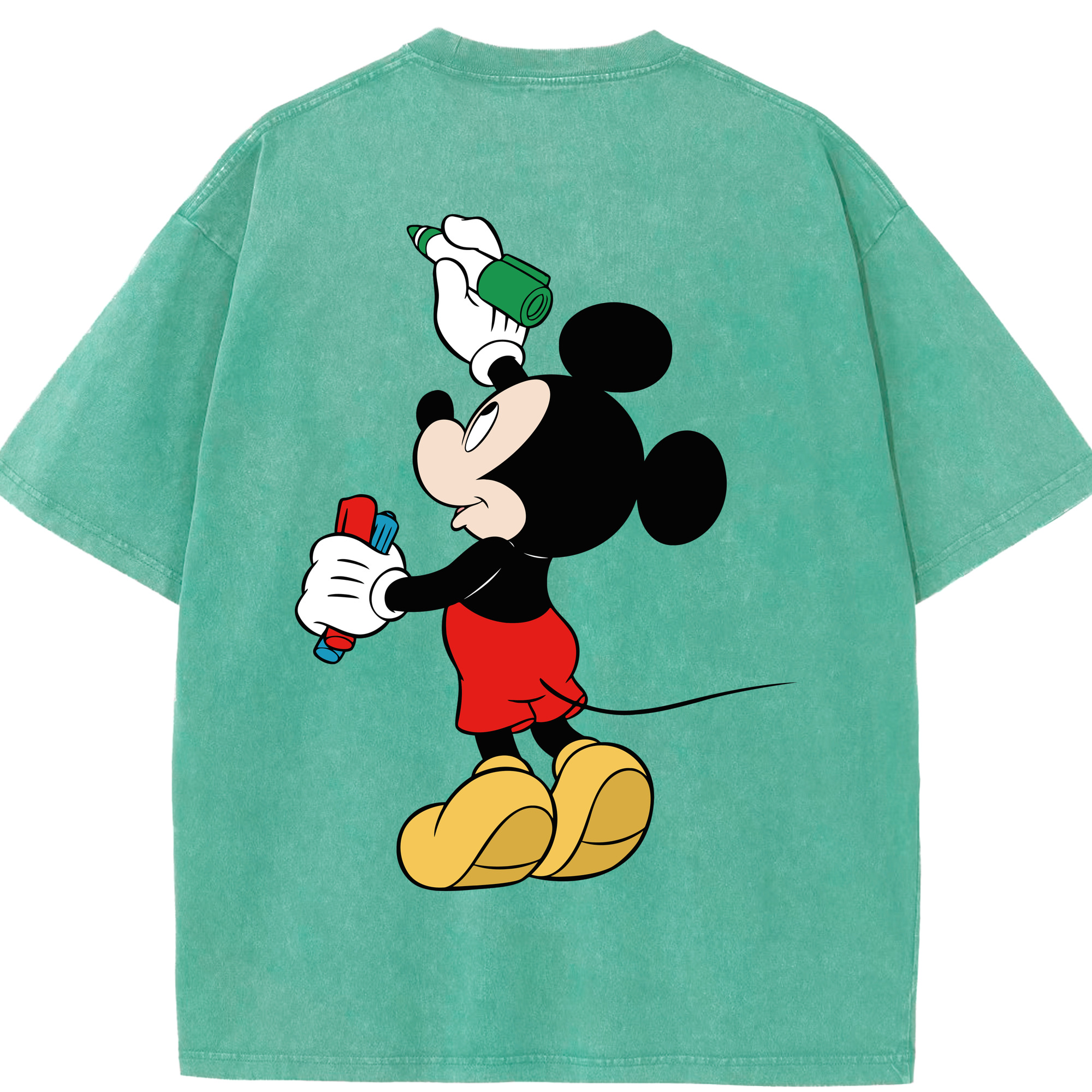 （画像用） ミッキーマウス Mickey Mouse 綿100% ヴィンテージ風 半袖Tシャツ（背面プリント）
